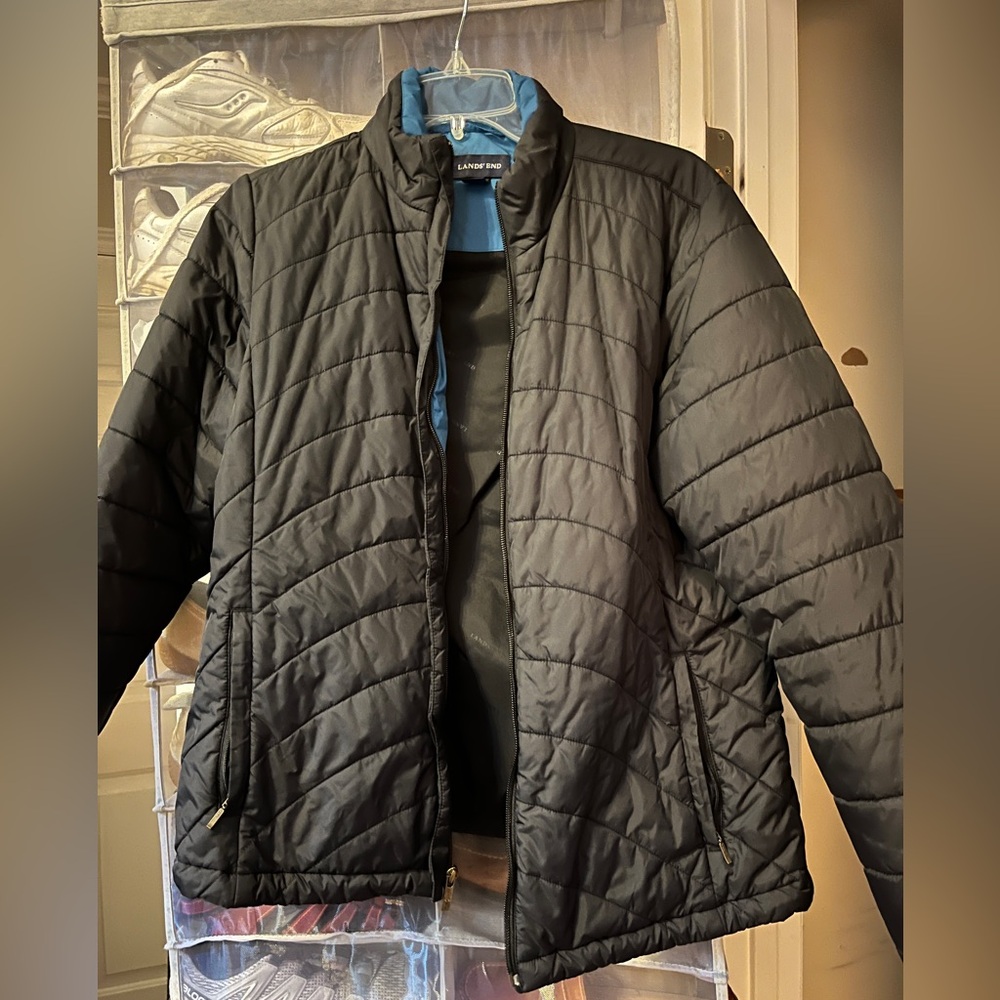 Lands' End black puffer jacket